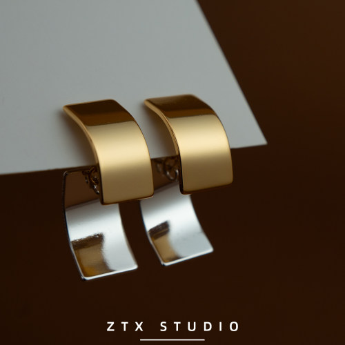 ZTX小众拼色几何耳夹