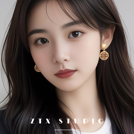 秋冬布艺耳夹无耳洞女哑光金色新款蚊香盘耳饰法式气质夹耳式耳环