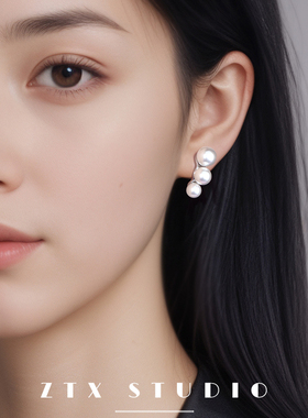 ZTX 大气珍珠耳夹无耳洞女职场通勤高级感耳饰百搭气质蚊香盘耳环