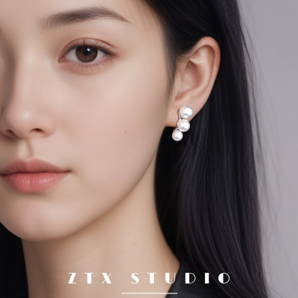 ZTX 大气珍珠耳夹无耳洞女职场通勤高级感耳饰百搭气质蚊香盘耳环