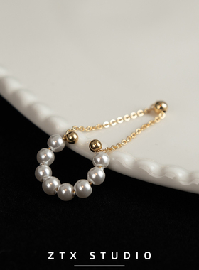 ZTX 珍珠流苏耳骨夹小众气质法式复古无耳洞耳饰简约日常百搭耳夹