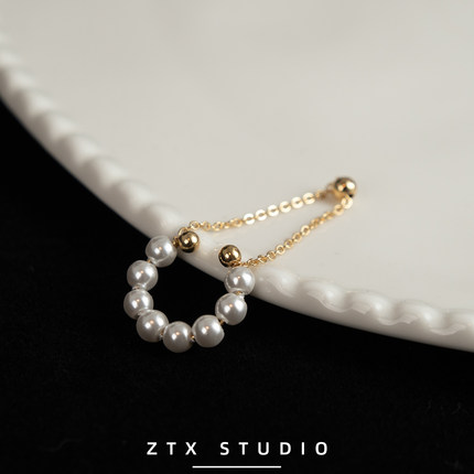 ZTX 珍珠流苏耳骨夹小众气质法式复古无耳洞耳饰简约日常百搭耳夹