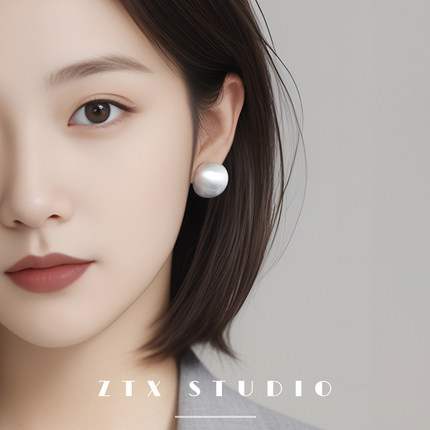 ZTX 拉丝球面耳夹无耳洞女百搭气质法式复古耳钉无痛蚊香盘耳环夹