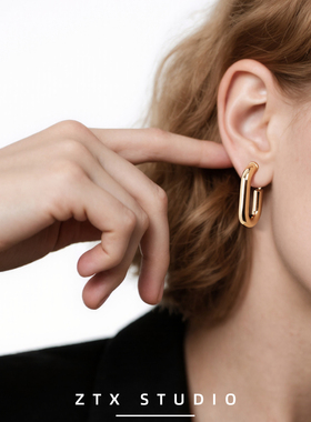 ZTX 金属风耳夹无耳洞女新款简约气质高级感耳饰免打孔无痛耳环