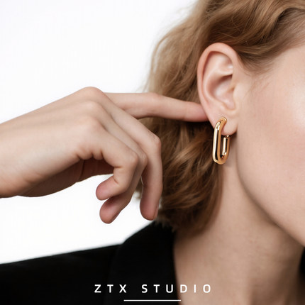 ZTX 金属风耳夹无耳洞女新款简约气质高级感耳饰免打孔无痛耳环
