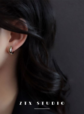 ZTX 日常简约圆圈耳夹无耳洞女素圈蚊香盘耳圈小众气质夹耳式耳环