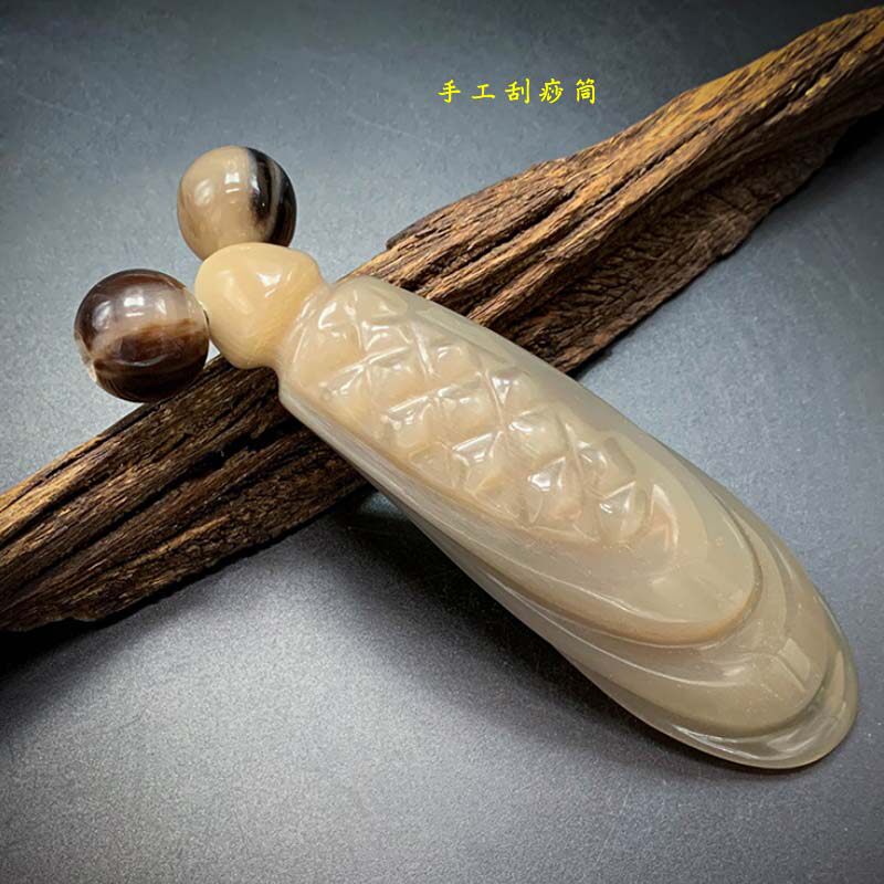 加厚纯天然牦牛角刮痧筒手工精品美容院用按摩轮私人定制款刮痧板