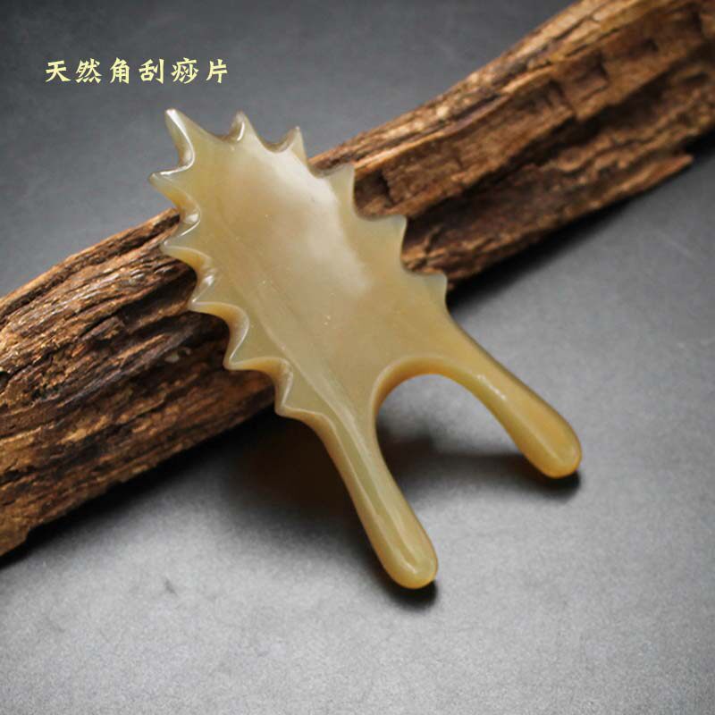 盾形刮痧板天然牦牛角打齿刮痧片