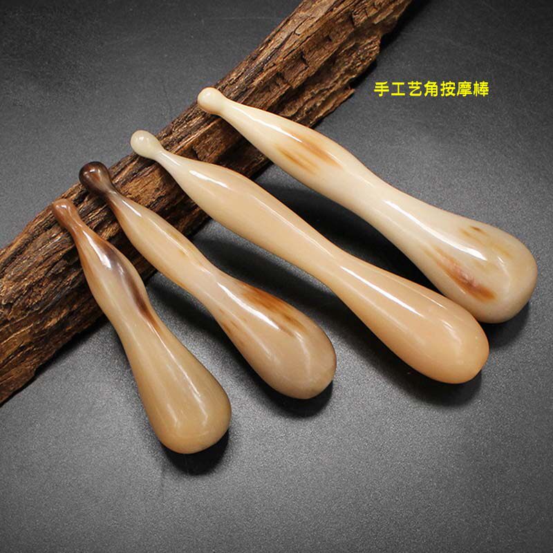 天然牦牛角按摩棒手工精品点穴刮痧美容棒面部经络刮痧面霜导入棒