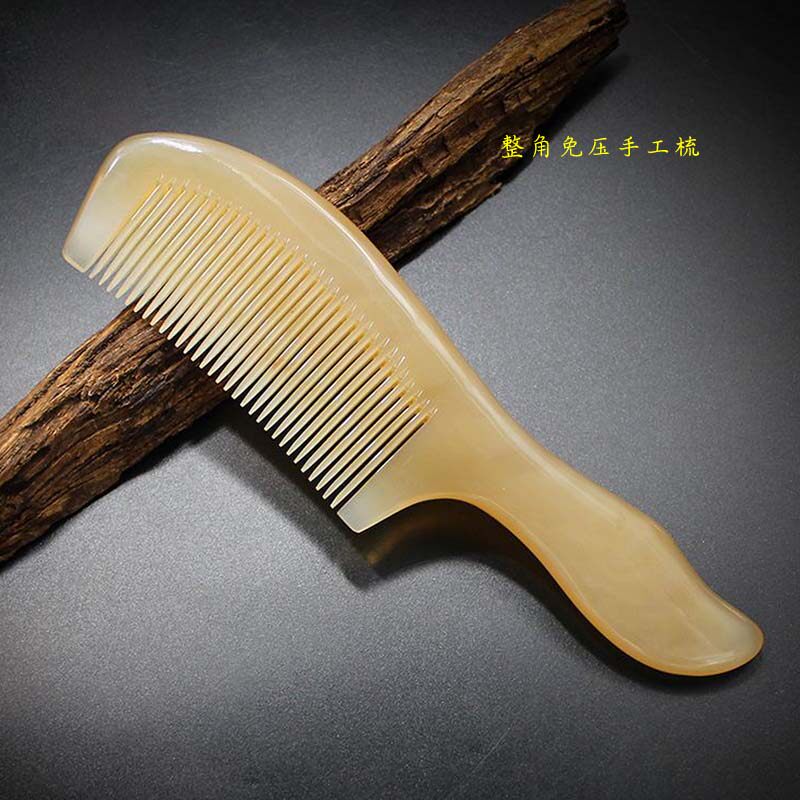 天然羊角梳子纯手工高档精品梳加厚款手柄梳家用防静电防脱发梳子