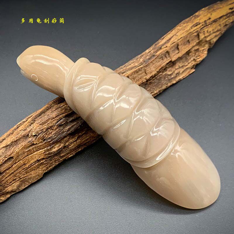 经络刮痧板牦牛角刮痧筒手作精雕乌龟形按摩保健美容器具全身通用