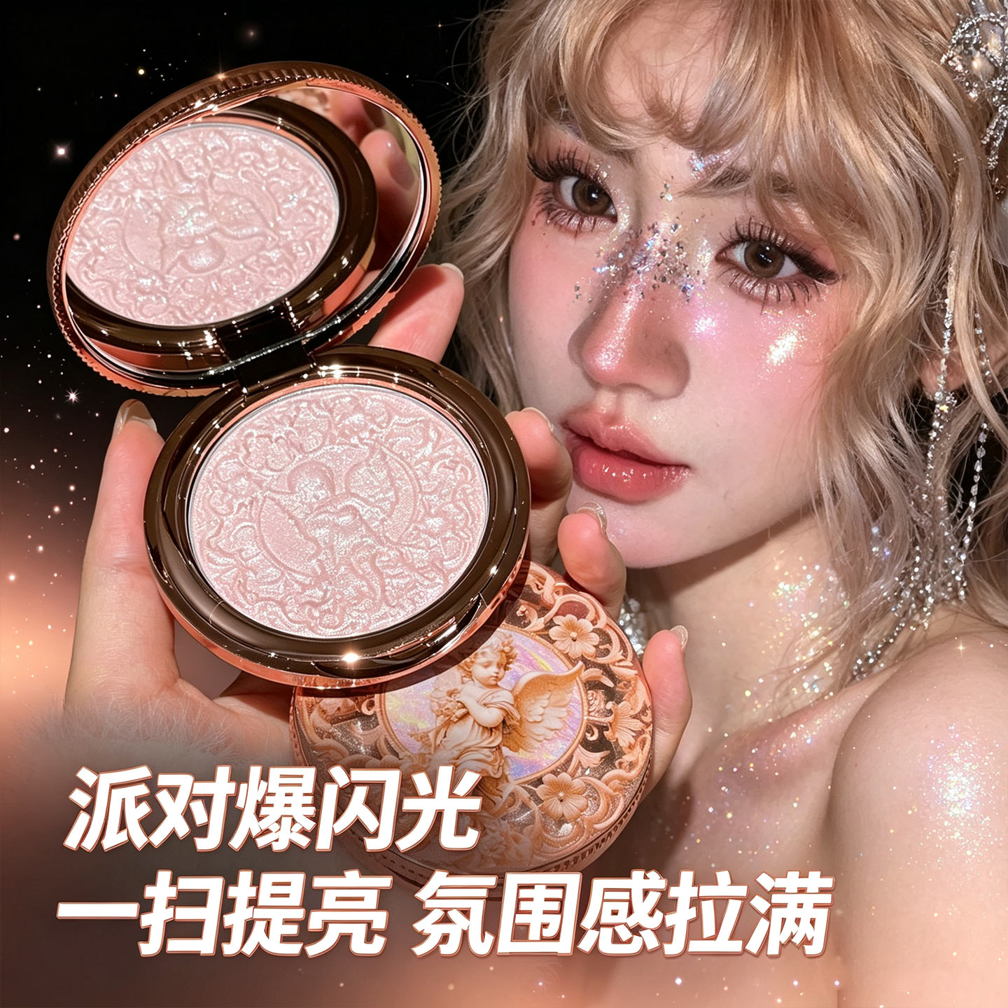 MAFFICK小天使鎏光盘易上色清透自然立体面部珠光爆闪提亮高光盘图片