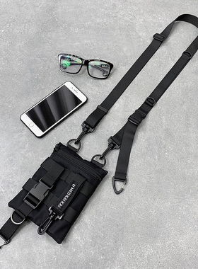 机能手机包嘻哈街潮牌男女斜挎小包尼龙布腰包ins酷帅单肩工装包