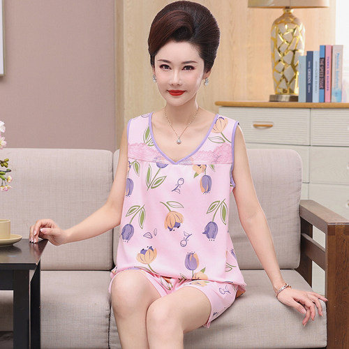 纯棉女士背心短裤睡衣夏季家居服