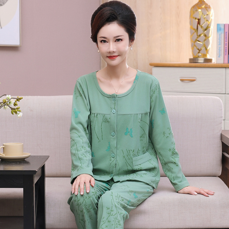 女士睡衣双面德绒圆领长袖家居服