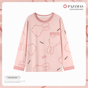 女士睡衣单件上衣纯棉长袖春秋季长袖纯棉休闲款妈妈中老年家居服