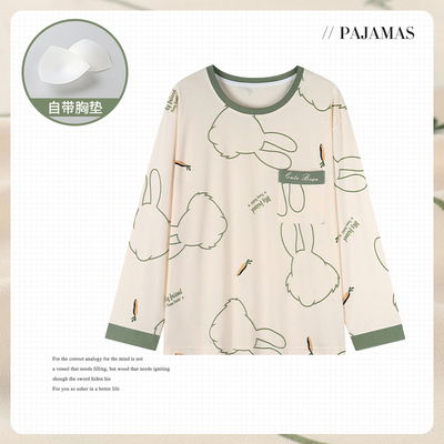 单件上装圆领长袖2024年新款睡衣