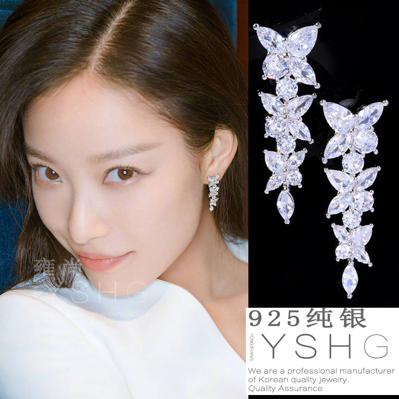 流金岁月朱锁锁同款耳环倪妮满钻花朵耳饰小众设计感高级大气耳钉