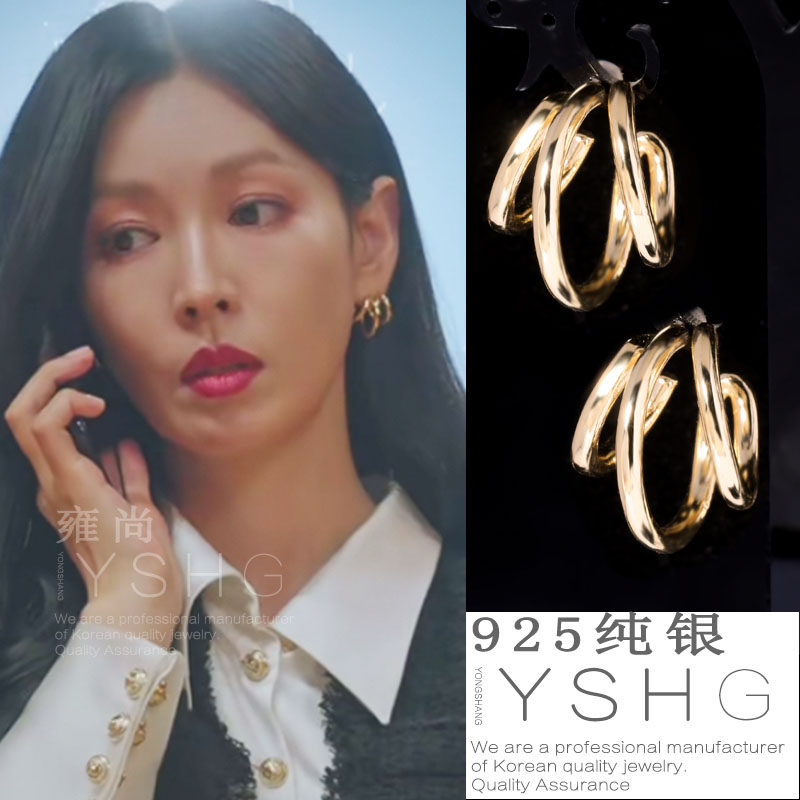 韩剧顶楼金素妍同款耳环 千瑞珍耳饰韩国气质时尚个性耳钉夸张女