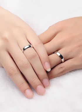 纯银s990光面足银戒指男戒对戒