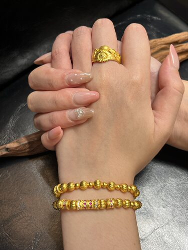 足金黄金单圈手串送女友礼物