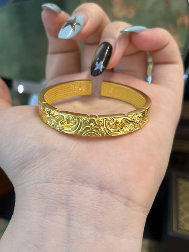 足金黄金饕餮手镯送女友礼物