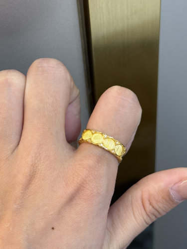 足金黄金镜面镶嵌戒指送女友礼物