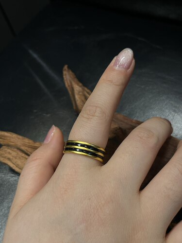 足金黄金珐琅戒指送女友礼物