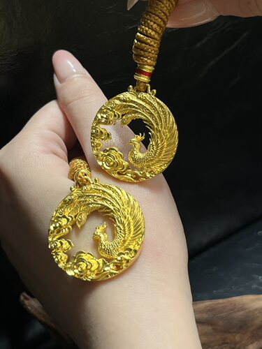 足金黄金祥云瑞凤吊坠送女友礼物