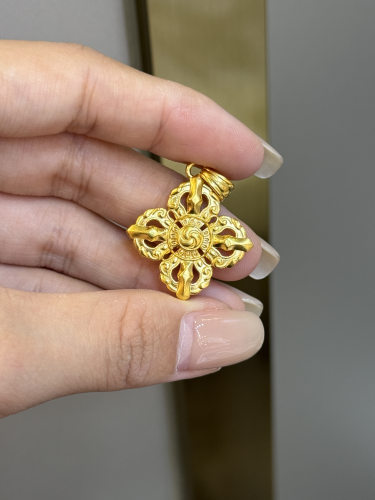 足金黄金古法金刚杵吊坠送女友礼物