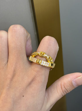 足金黄金猪鼻子戒指送女友礼物