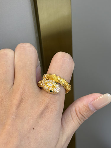 足金黄金蛇形戒指送女友礼物