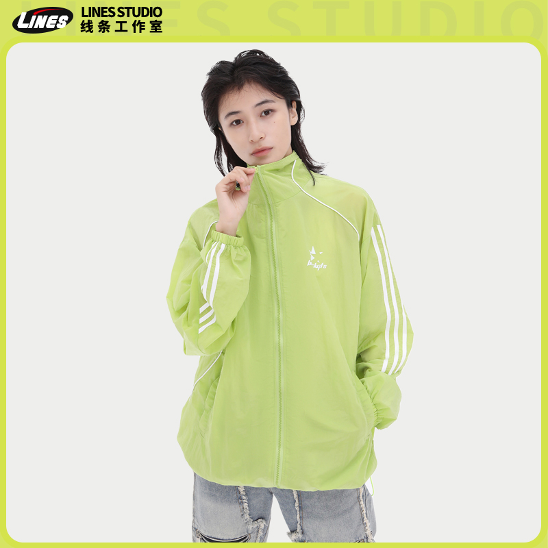 Lines 美式复古春夏轻薄款户外宽松慵懒风情侣防紫外线冲锋衣外套