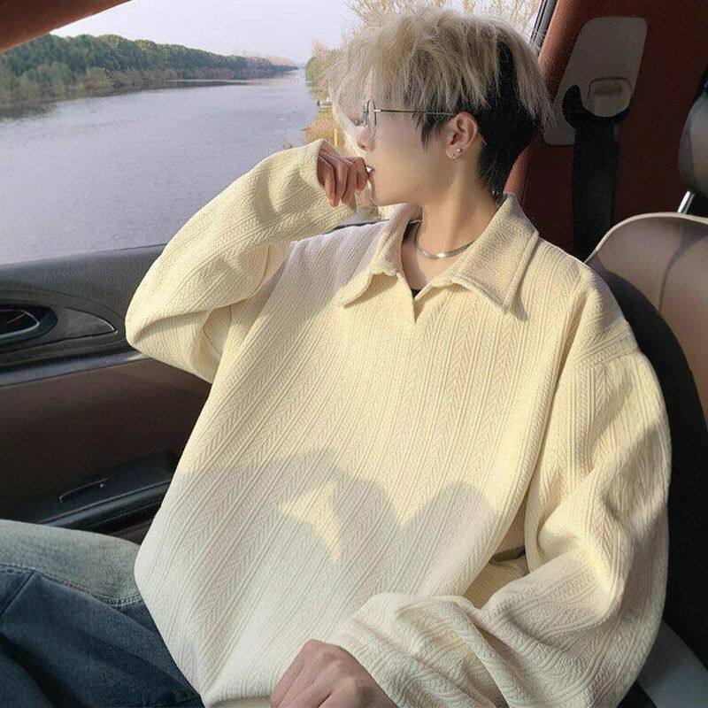 2025新款秋秋季翻领卫衣男潮牌休闲外套青少年polo衫男生长袖t恤