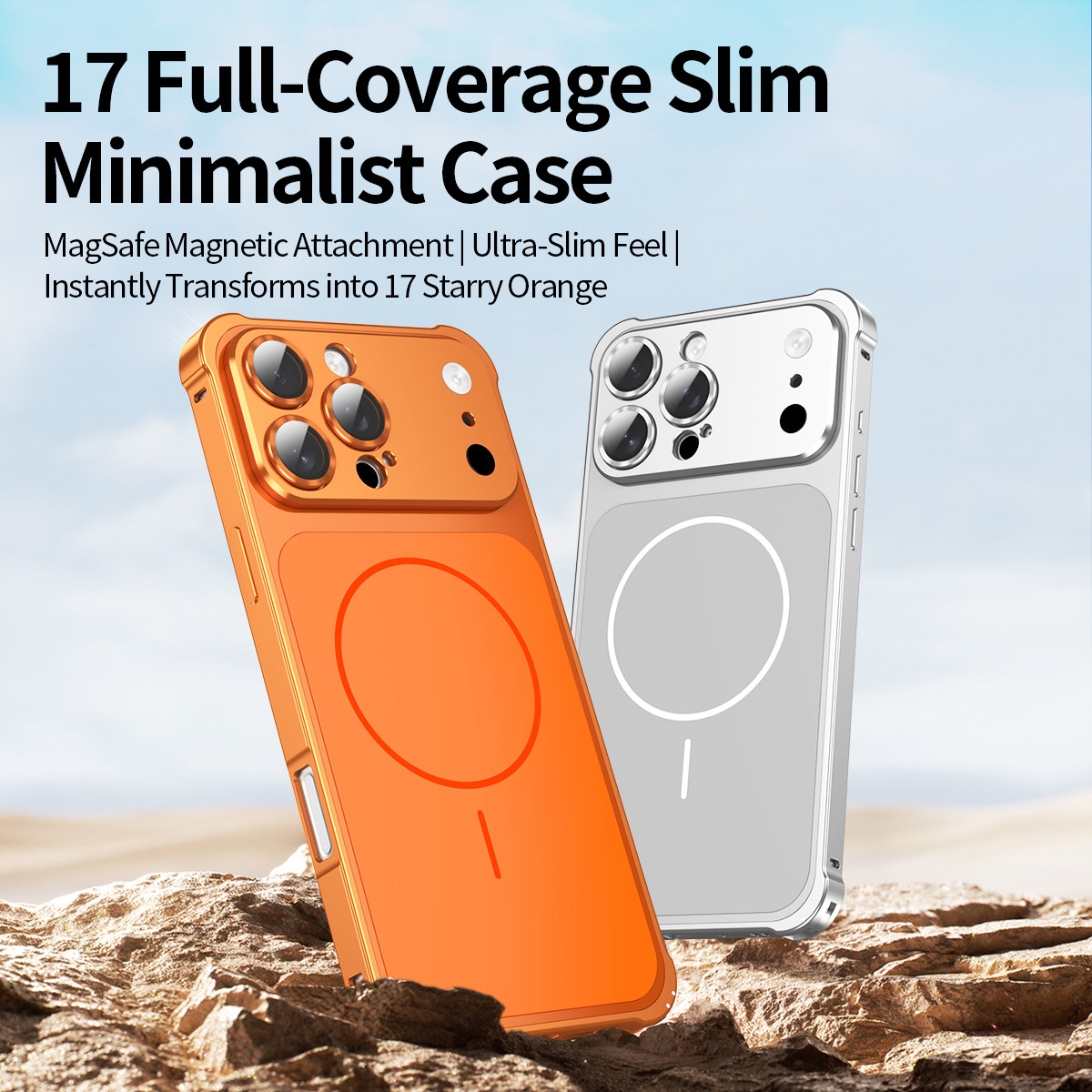 适用iPhone17Promax手机壳细圈磁吸苹果16ProMax秒变17PM大视窗超薄手感AG磨砂14pm金属保护套13PRO全包防摔