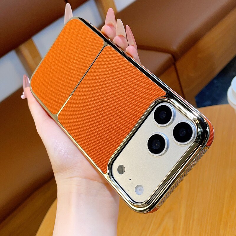 拓界风尚适用苹果17pro手机壳新款橙色iPhone16promax电镀全包高级感拼接15磁吸保护套14外壳5g简约13pm男女