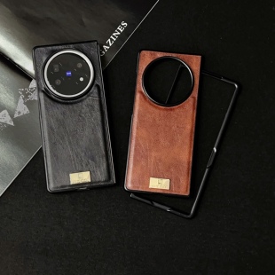 适用vivoxfold5手机壳折叠屏保护壳vivo x fold5新款lx超薄疯马皮纹xfold5外壳前框后壳保护套前后商务防摔潮