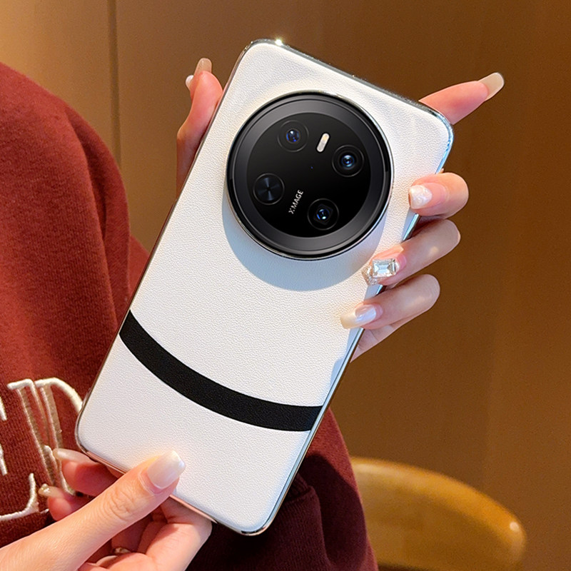 适用华为mate70手机壳高级感素皮Mate60pro+新款奢华防摔保护套mate70rs电镀5g极简商务MATE60轻奢高端男女RS