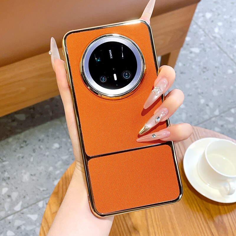 拓界风尚适用华为mate70手机壳新款橙色Mate60pro+电镀全包高级感拼接MATE70PRO磁吸保护套外壳5g简约男女潮