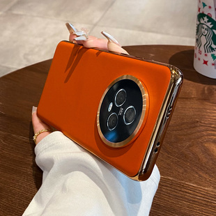 适用自带镜头膜华为荣耀magic5手机壳新款女素皮magic5pro系列套高级感5g外壳男por真皮高档全包MAGIC5防摔壳