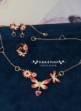 蝴蝶彩绘珐琅女士项链时尚百搭轻奢小众设计感颈链choker流行配饰