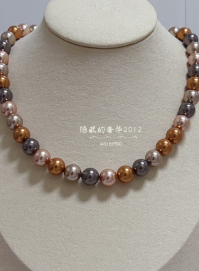 正版进口施家珍珠女士混彩项链秋冬美拉德色系时尚搭配大衣毛衣