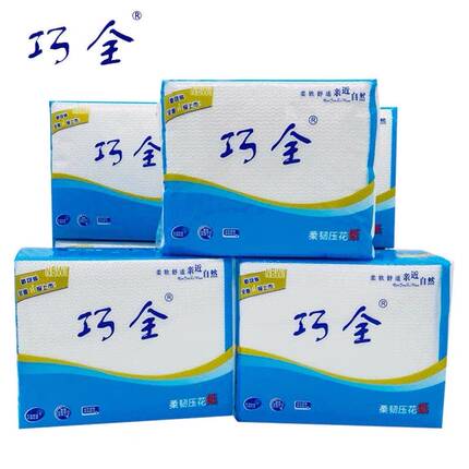 巧全 1036 柔韧可湿水压花平板纸卫生纸10包