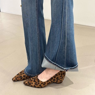 豹纹高跟鞋女气质高级不累脚内2025秋冬百搭绒面绝美女款单鞋