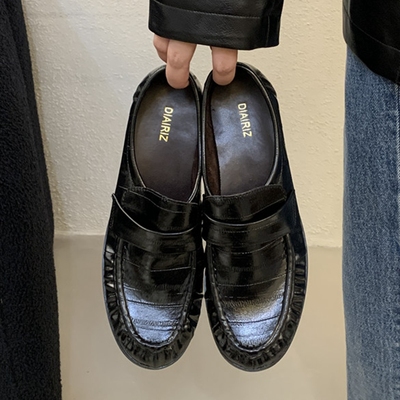 英伦风小皮鞋低跟乐福鞋女2025秋冬新款JK制服鞋豆豆鞋一脚蹬单鞋