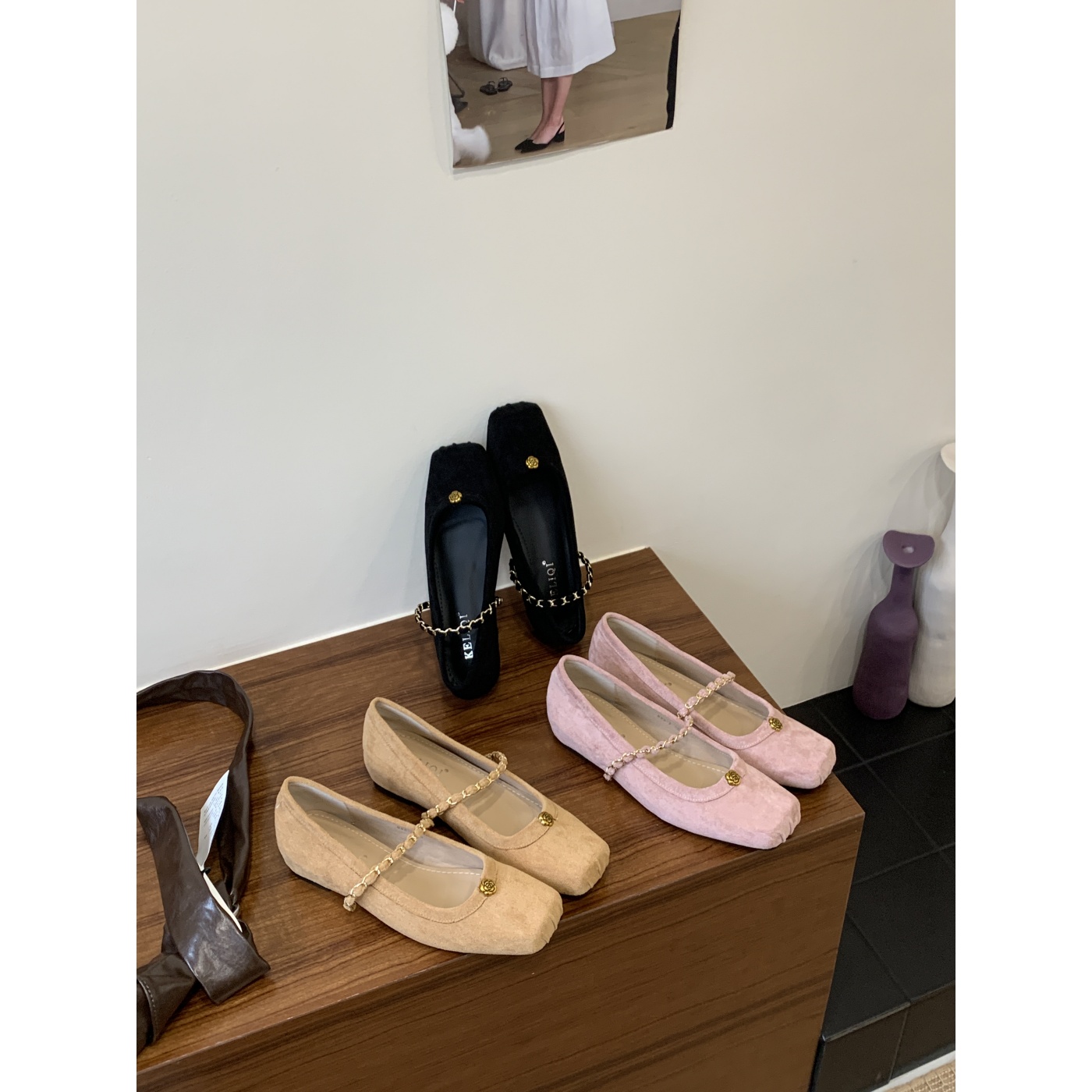 法式内增高温柔风方头金属链玛丽珍鞋女2025新款浅口气质晚晚单鞋