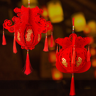 过年灯笼2026马年元宵春节新年装饰品大门口福字挂件室内植绒宫灯
