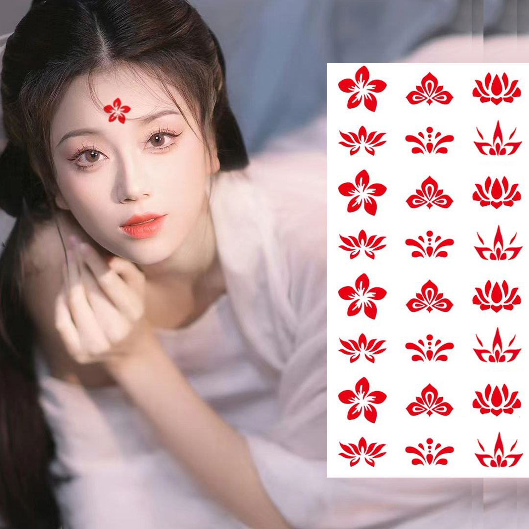 6张花钿额头贴古风古装美女眉心贴新娘脸贴额头钿妆容舞台表演