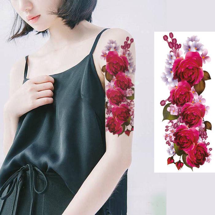 纹身贴防水女持久性感大张花朵影楼写真拍照遮瑕剖腹产遮疤痕花臂