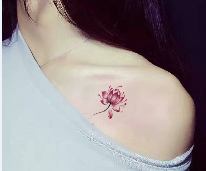 9.9包邮纹身贴防水仿真刺青性感遮疤花朵荷花写真韩国可爱小清新